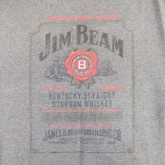 Hanes Tagless Women's Jim Beam T-Shirt Gray Large Short Sleeve Crew Neck - Picture 4 of 15